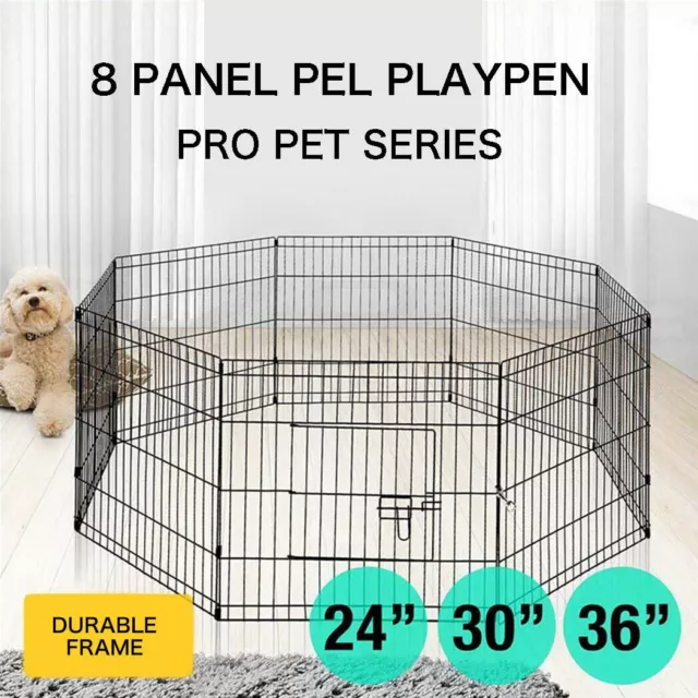 24" 30"36'' 8 Panel Pet Dog Puppy Playpen Exercise Cage Fence Enclosure Foldable