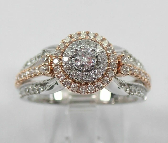 2.30Ct Diamant Rond Simulé Fiançailles & Mariage Bague Deux Tons Anneau Or