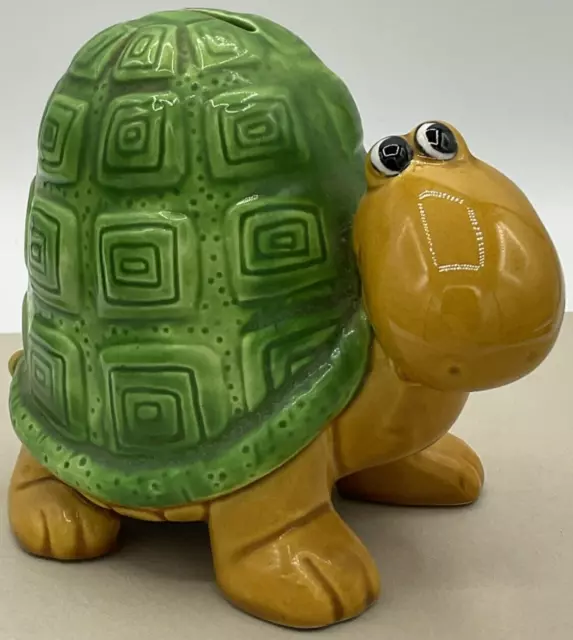 Vintage Papel California Ceramic Turtle Coin Bank Made in Korea 70s Style