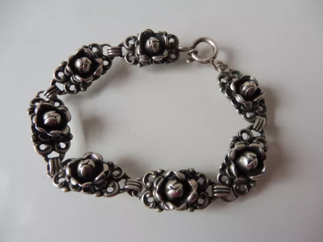 Noble, Vieux Bracelet __ 835 Argent __ Fleurs _