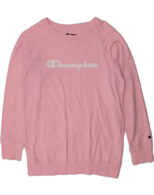 CHAMPION Girls Graphic Sweatshirt Jumper 13-14 Years XL Pink Cotton UN13
