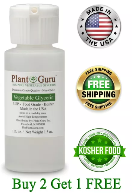 Vegetable Glycerin 1 oz. USP 99.9 % Pure Food Grade Non-GMO Kosher VG PG