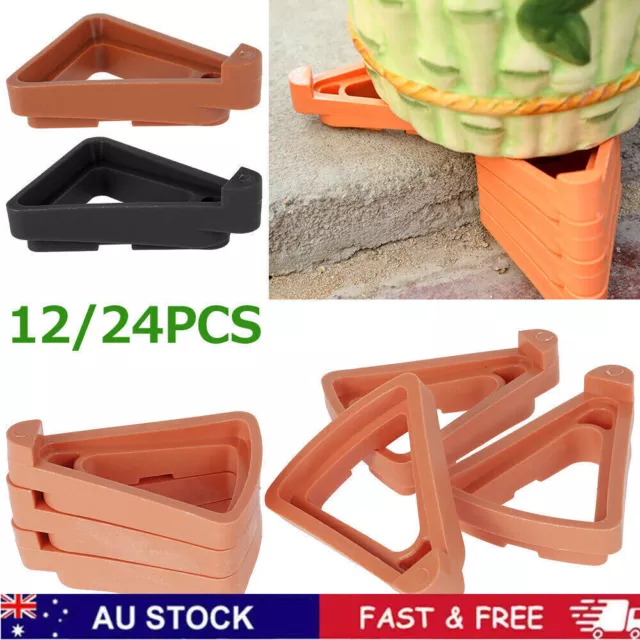 12 Invisible Low Profile Flower Pot Feet Garden Plant Pot Feet Risers Black AU