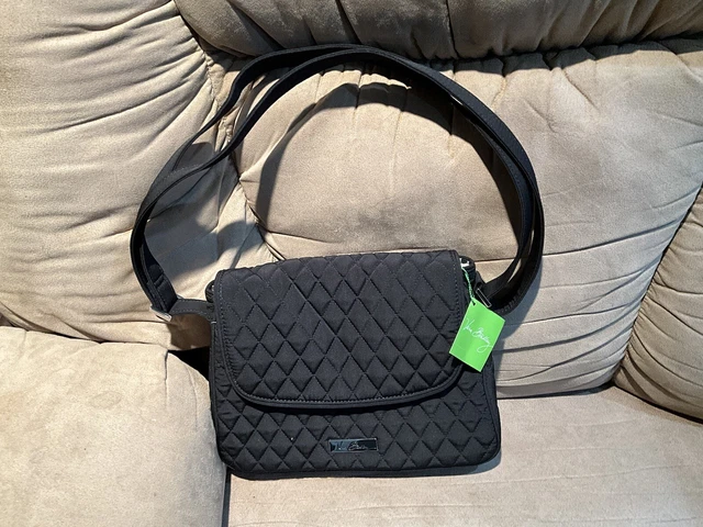 Vera Bradley Medium Flap Crossbody Purse In Classic Black NWT Retail $68