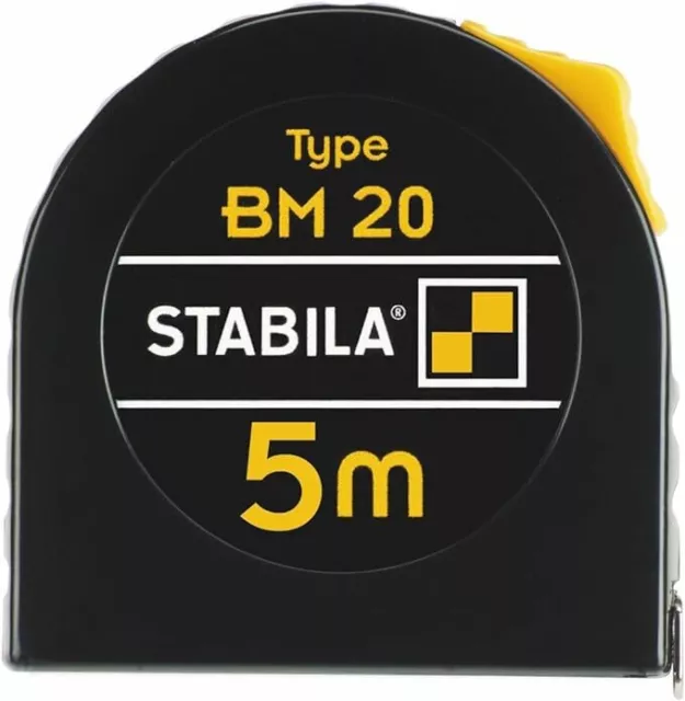 STABILA Taschenbandmaß BM20 5m Stahlband mit cm/mm-Teilung ohne LOGO Polyamid