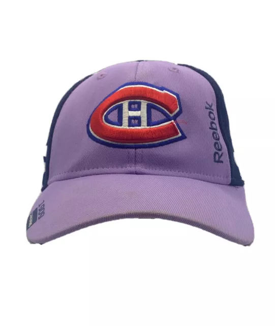 Montreal Canadiens Vintage Reebok NHL Hockey Fights Cancer S/M Fitted Cap VGC