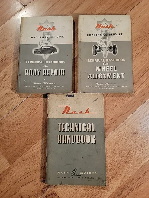 3 Vintage Nash Technical Handbook Original Factory OEM 1940's