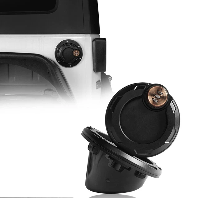 STEEL BLACK CAM Lock Fuel Gas Tank Cap Cover Fit Jeep Wrangler JK 2007