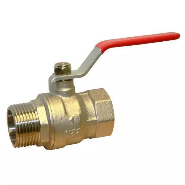 Brass Bspp Male/Female Ball Valve - Red Lever Handle - Sizes 1/4" To 2"