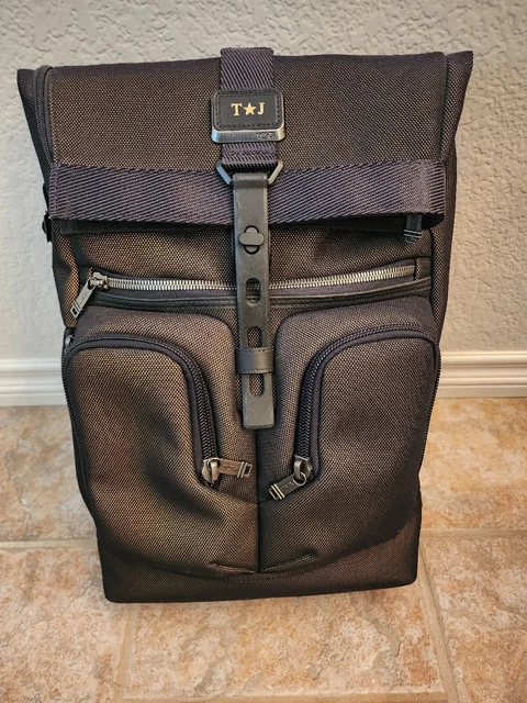 TUMI Alpha Bravo London Roll Top Backpack Night Glow fabric - unique