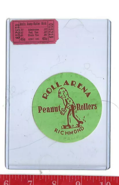vintage lot roller rink decal Rollarena Richmond California & ticket