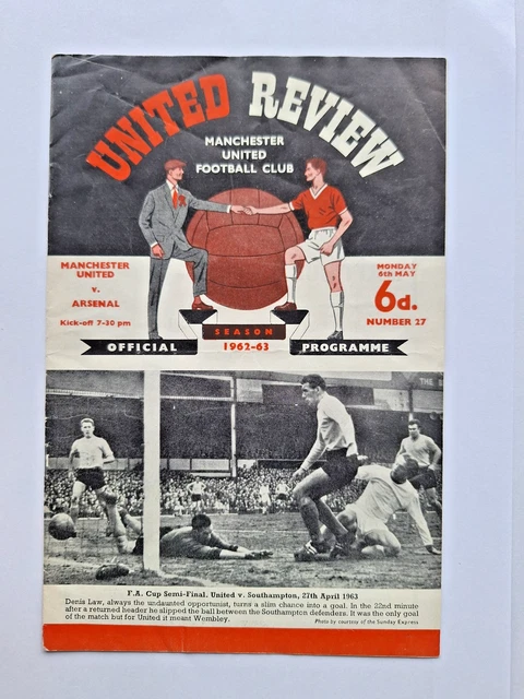 Programme Manchester United Vs Arsenal – Saison 1957/1958 – Très Bon état