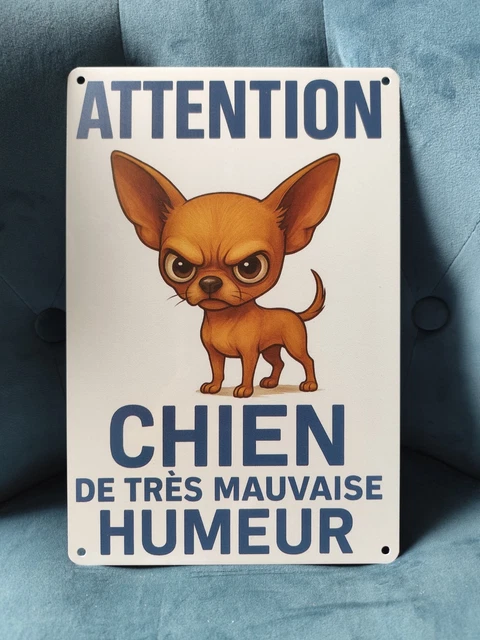 Plaque Murale Métal Décorative Avec Motif Chien Humoristique - 30x20 Cm - Déco Animalière