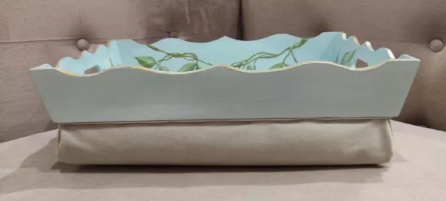 Hand Painted Wooden Tea Tray On Cushion “ WISTERIA” Artist Lyuba Afonina. 3