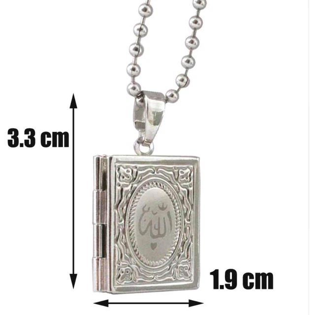 NEW ENGRAVED ALLAH Quran Koran Muslim Islam Arabic Photo Locket Pendant ...