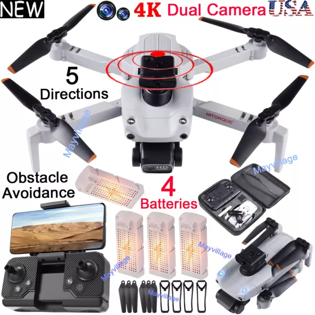 New RC Drone Wide Angle 4K HD Dual Camera FPV Wifi Foldable Aircrafts Quadcopter