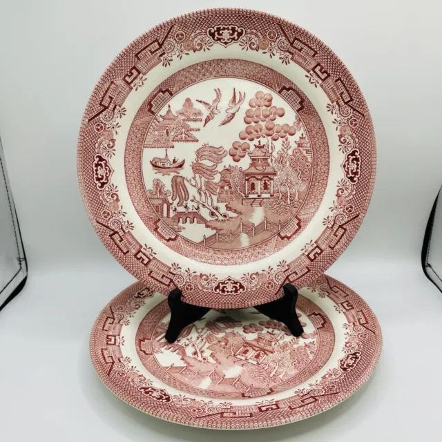 Churchill  Willow  Rosa Pink Dinner Plates (2) 10.25” Made In England Microwave