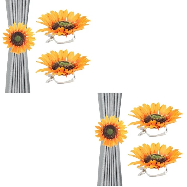4 Pcs Flower Drapes Holdbacks Sunflower Curtain Clip Sunflower Curtains Lace
