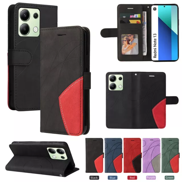 Splice Wallet Leather Flip Cover Case For Xiaomi 13T Redmi 13C A3 Note 11S 12 13