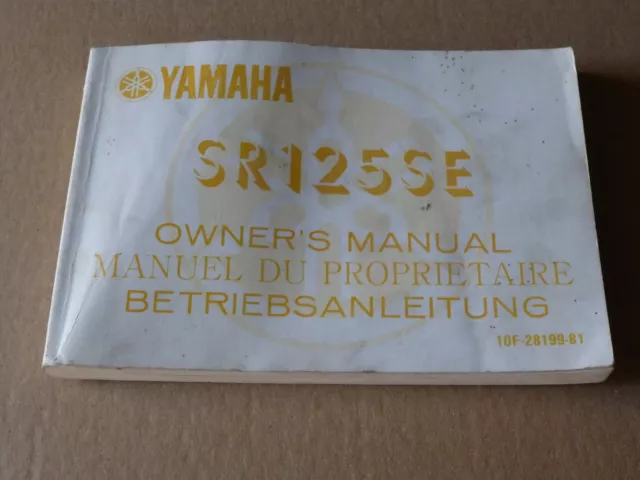 MANUEL UTILISATEUR DU PROPRIETAIRE YAMAHA SR 125 1983->1987 Owner's manual 10F