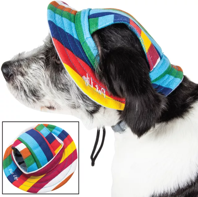 Pet Life 'Colorfur' UV Protectant Adjustable Fashion Brimmed Pet Dog Hat Cap