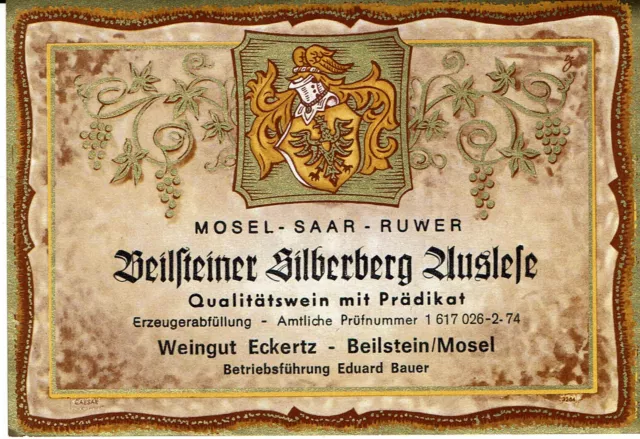 Beilsteiner Silberberg Weingut Eckertz Beilstein Mosel Weinetikett wine label