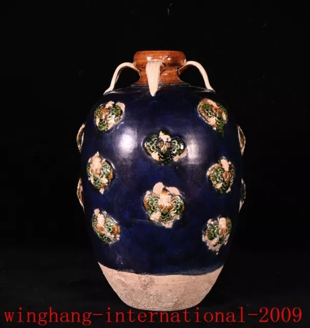 China Tang Dynasty tangsancai Pottery porcelain flowers grain bottle vase statue