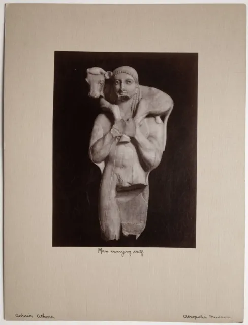 Grèce, Athens, Acropolis Museum, Man carrying calf, albumen print