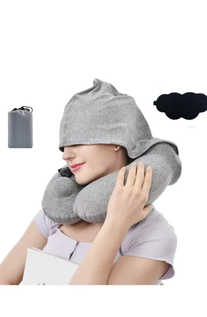 hooded inflatable travel pillow for neck Ergonomic Neck Pillow brand new