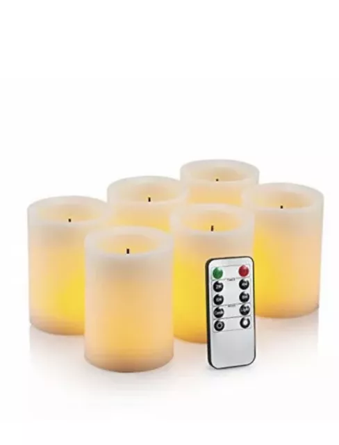 Flameless Flickering LED Real Wax Ivory Candles 3x4 w/ Remote Control Timer