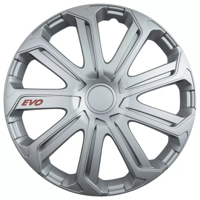 Wheel Trims 14" Hub Caps Evo Plastic Covers Set of 4 Silver specific GT