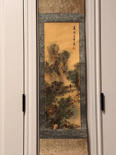 Vintage Chinese Scroll Painting On Silk Paper