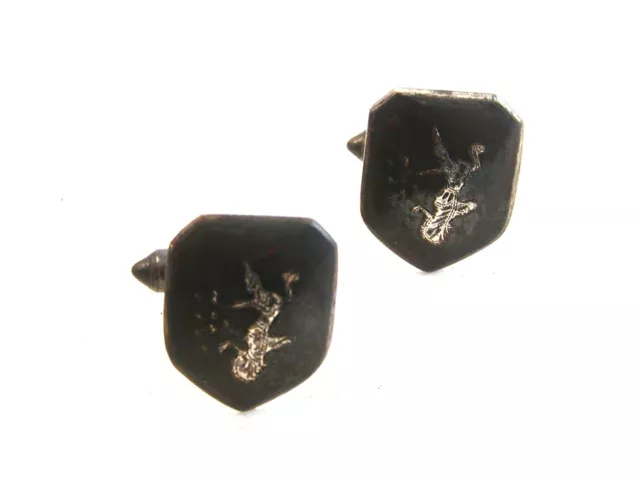 Vintage Siam Sterling Silver Niello Dancer Cufflinks Also Marked Willy