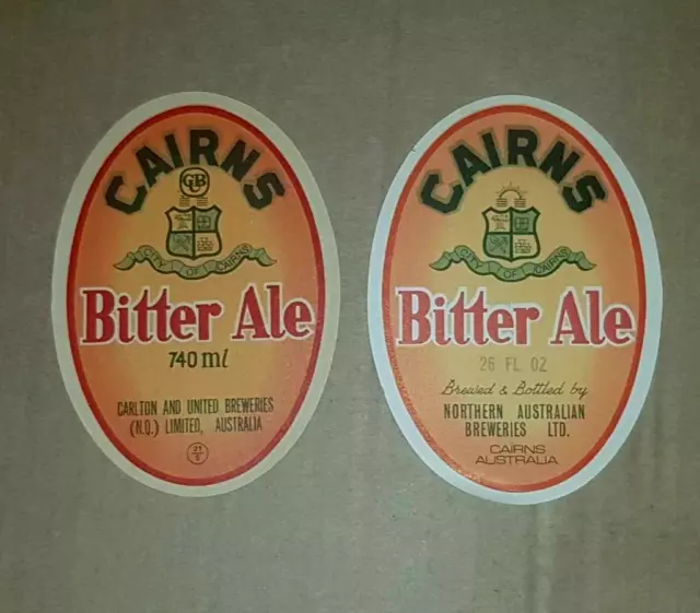 UNUSED old Cairns bitter ale beer labels 26floz 740ml new old stock