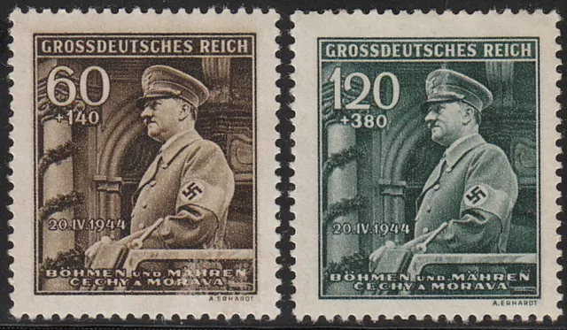 Stamp Germany Bohemia Czechoslovakia Mi 136-7 Sc B25-6 1940 WWII Reich AH MH