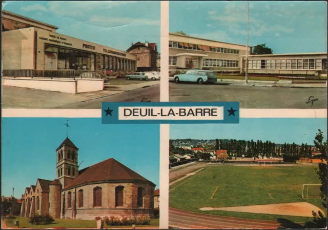 DEUIL-LA-BARRE (95) CITROEN DS Break , STADE FOOTBALL & BUREAU DE POSTE en 1972