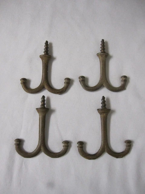 Antique Cast Iron Ceiling Double Hooks Coat Or Hat Set Of 4 2 Sizes