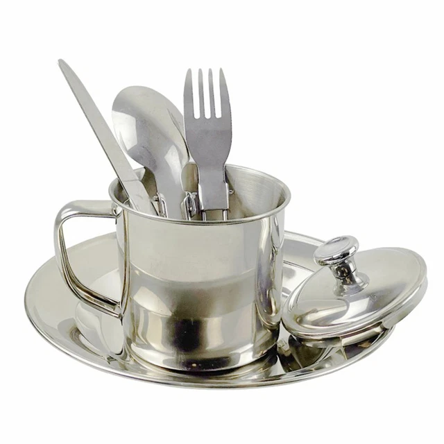 1 Set Portable Tableware with Knife Fork Spoon for Camping Picnic BBQ Hiking