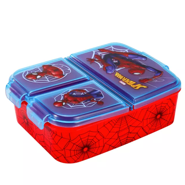 Spiderman Kids Childrens Multi Compartment Sandwich Travel Lunch Box, BPA Free