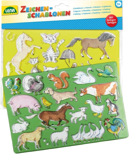 Plantillas para pintar animales de granja en juego de 2 plantillas de dibujo - Lena,