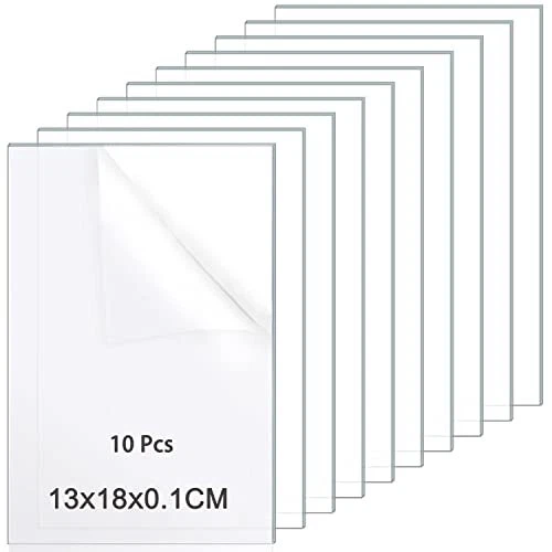 Langaelex Lot de 10 Plaques Acryliques 10x15cm 1mm pour Cadres Photo | Feuilles Plastiques Transparentes Découpe sur Mesure pour Peinture, Projet DIY, Pochoir