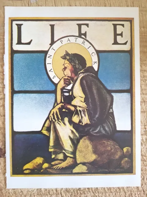 SAINT PATRICK-LIFE BY MAXFIELD PARRISH.1975 COLOR 12"x9" BOOKPLATE ART PRINT