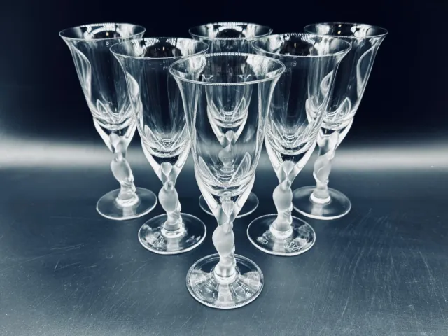 Kissing Dove Igor Carl Faberge Flutes 8 1/4" Wine Glasses(Set of 6) France