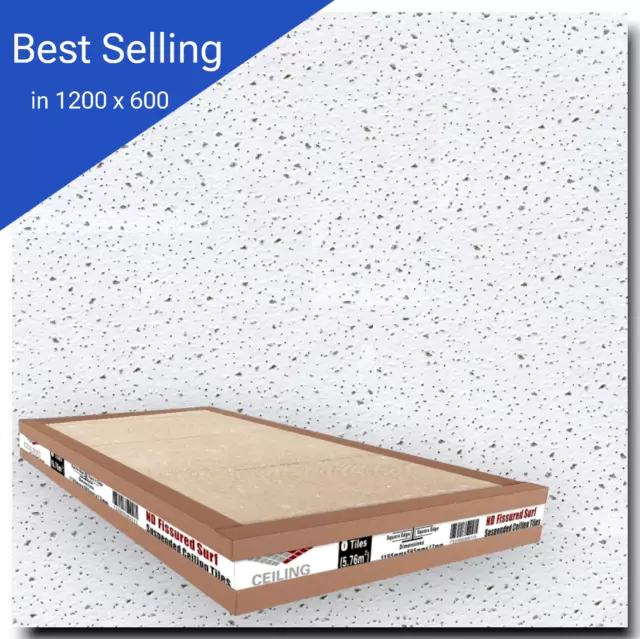 Suspended Fine ND Fissure Ceiling Tiles 1195mm x 595mm Acoustic  1200mm x 600mm