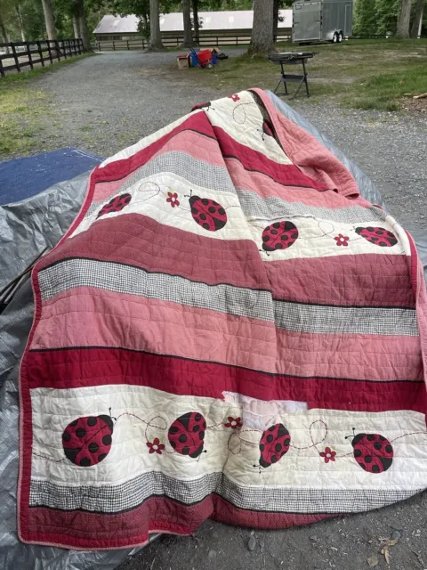 Antique Quilt  Lady Bugs! Very Old! Needs Some Love. Roughly 80-60