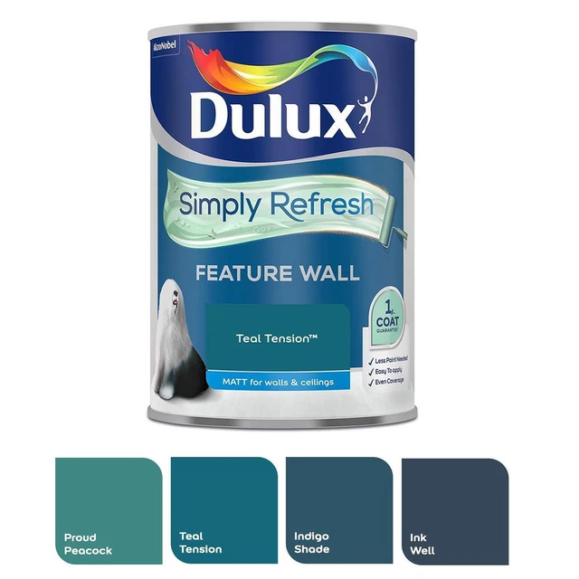 DULUX PAINT BLUE Simply Refresh Feature Wall One Coat Matt Emulsion 1