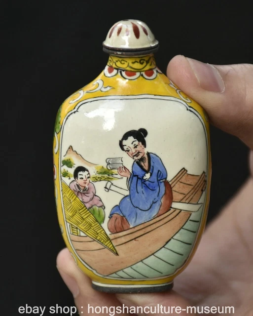 3.2" Marked Old Chinese Cloisonne Dynasty Palace Old Man Tongzi Snuff Bottle