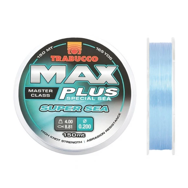 Fil De Pêche Trabucco Max Plus Phantom 0,25 Mm - 150 M - Pour Mer - Monofil Transparent