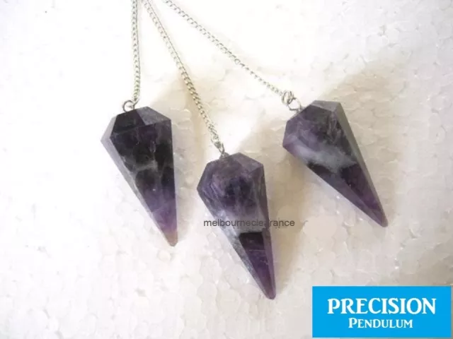 Solid Amethyst Gemstone 12-Faceted Precision Pendulum Chakra Healing Dowsing