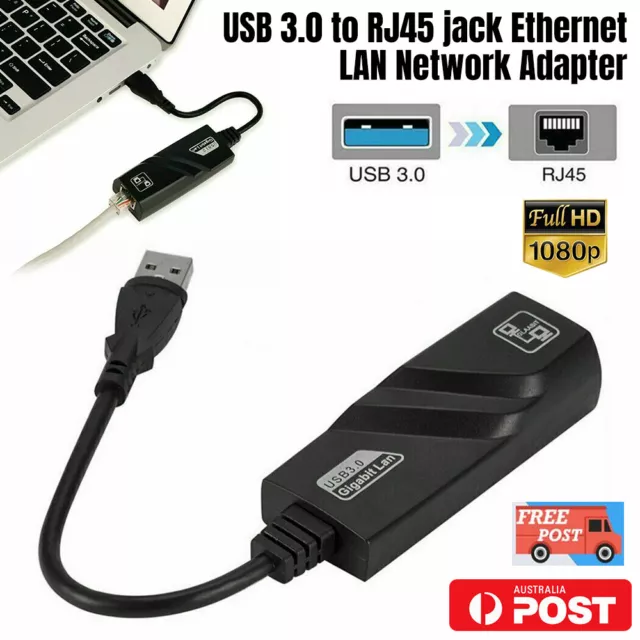 RJ45 jack Ethernet LAN Network Adapter to USB 3.0 1000Mbps support PC Laptop AU